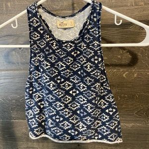 Blue and white cropped tank top
